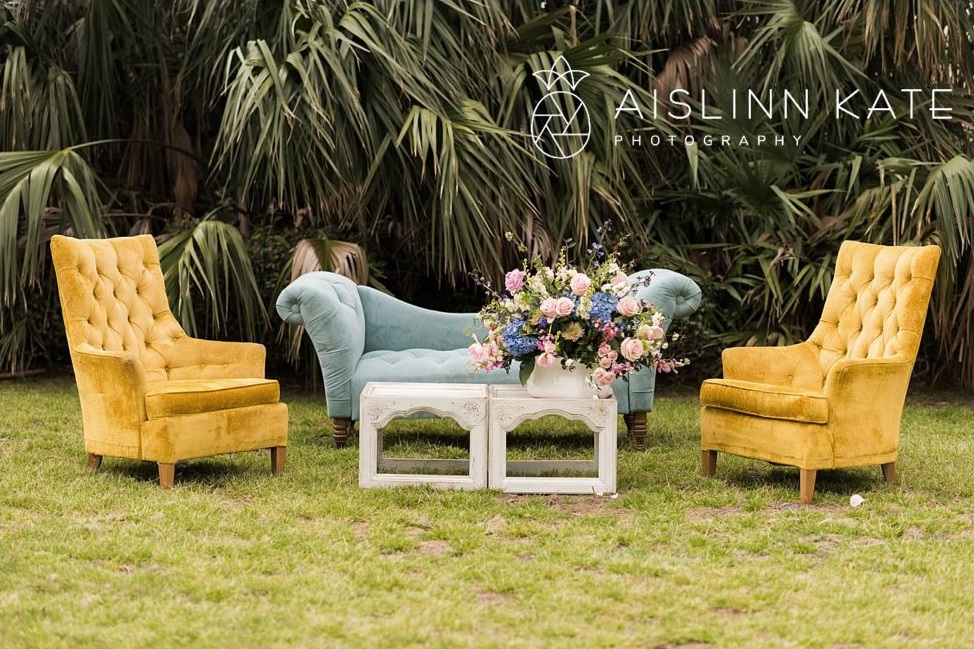 A pictures of furniture on the lawn at the Barkley House